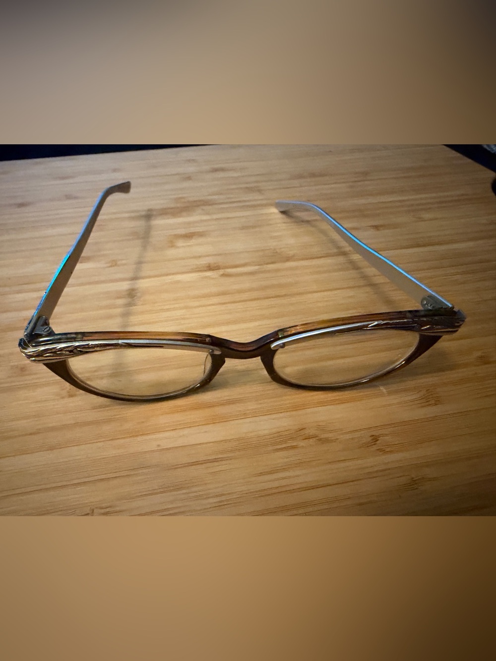 Rare Vintage 1950s/1960s Univis USA Etched Aluminum Cat Eye Frames